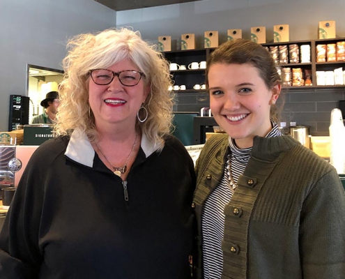 Sandra Derrick (BSHE ’76, MED ’80) and her mentee Anna Schermerhorn ‘20 meet for the first time